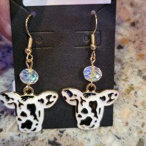 Black Cow Axolotl Charm Earrings
